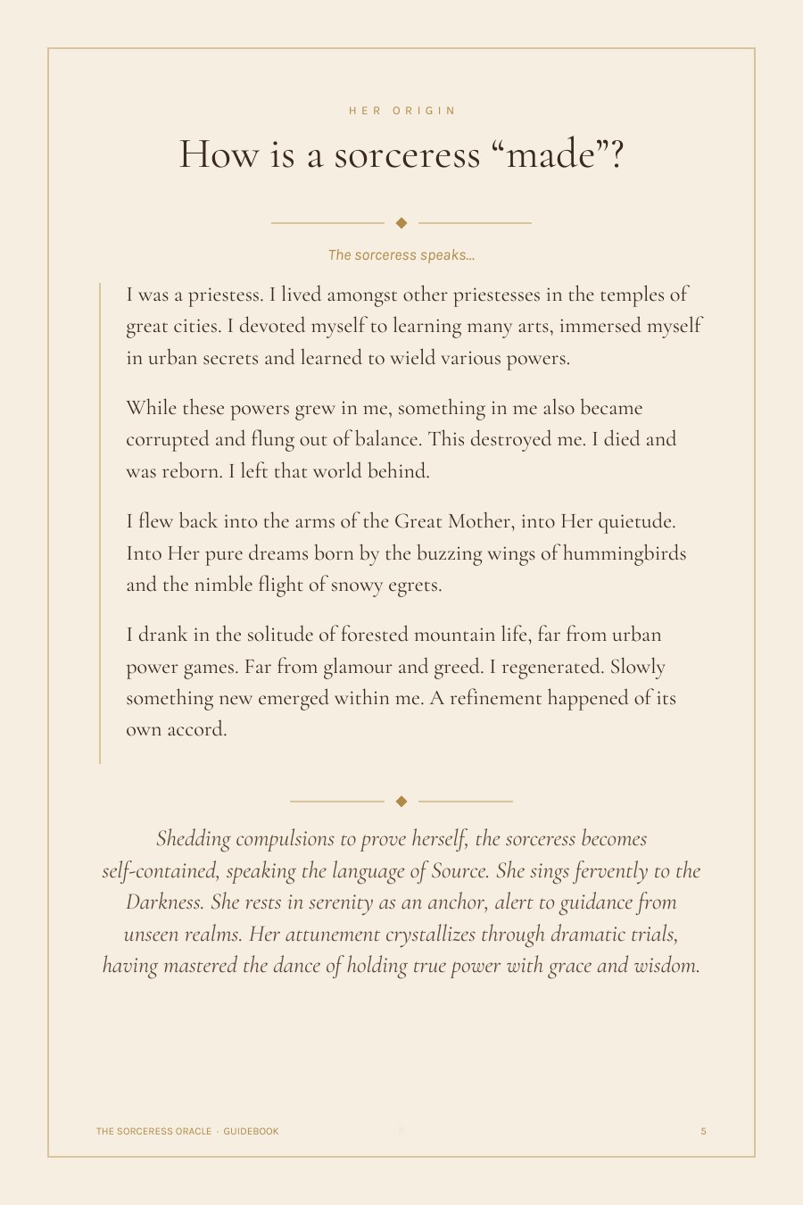 Guidebook page 6: how is a Sorceress made